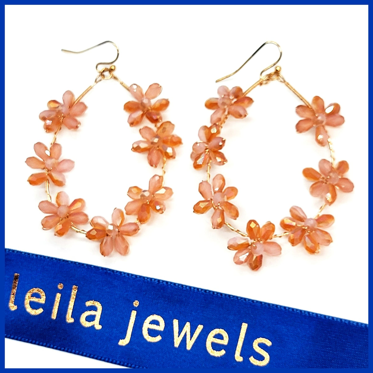 Crystal Flower Teardrop Earrings