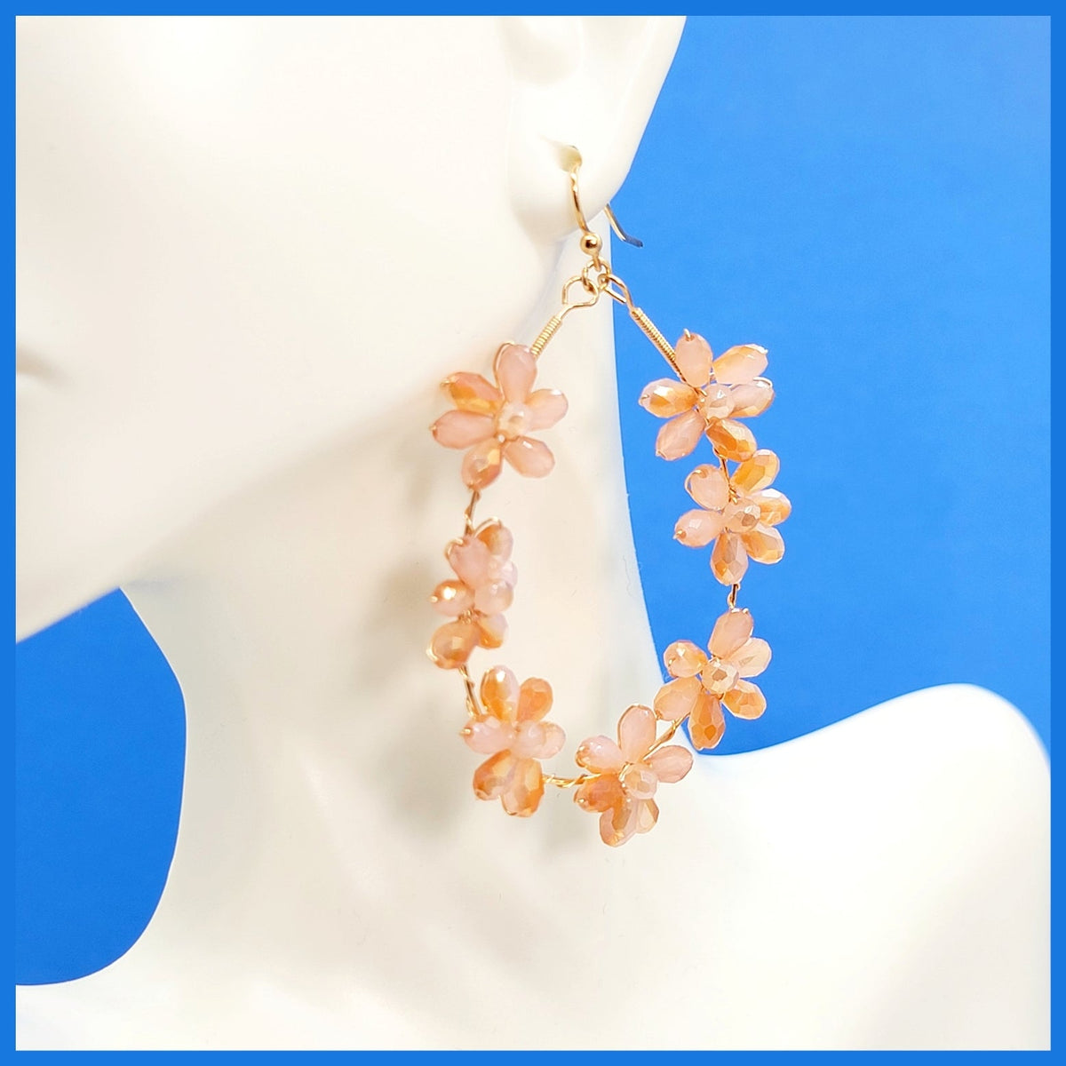 Crystal Flower Teardrop Earrings