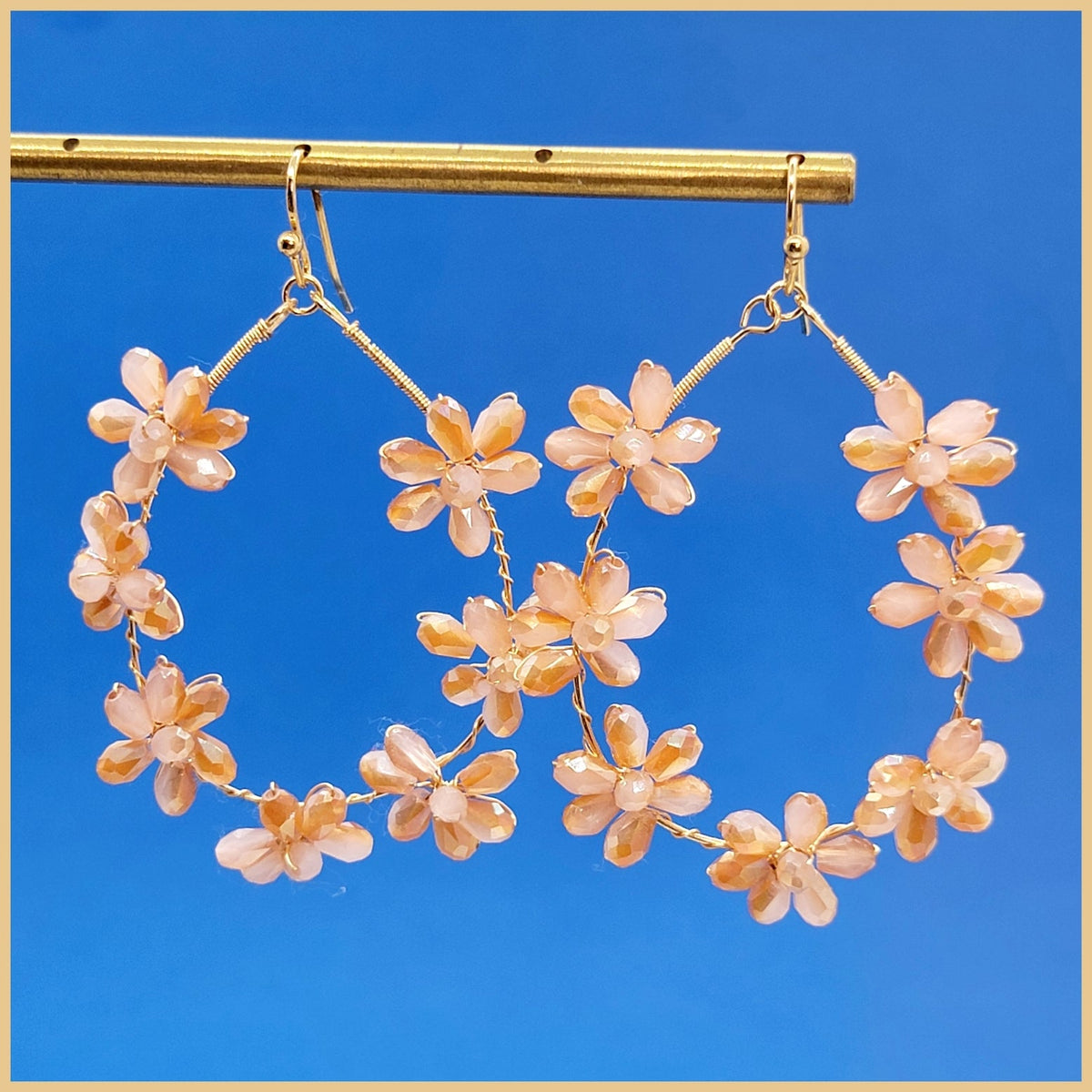 Crystal Flower Teardrop Earrings