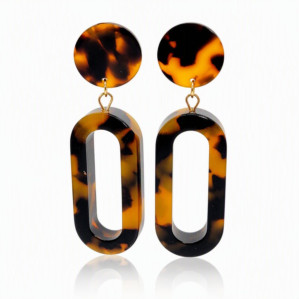 Long Tortoise Resin Earrings