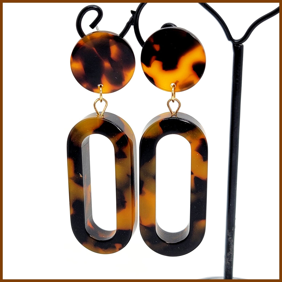 Long Tortoise Resin Earrings