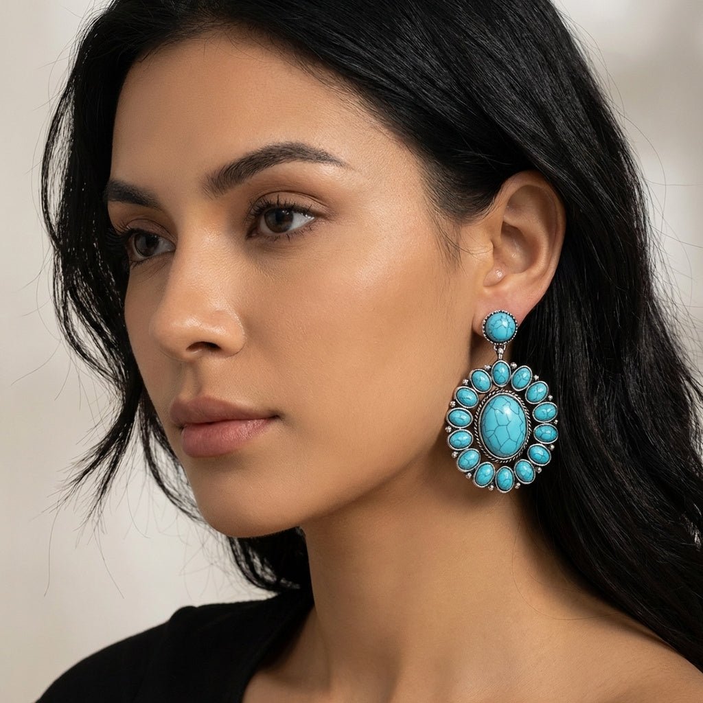 Oval Turquoise Drop Earrings