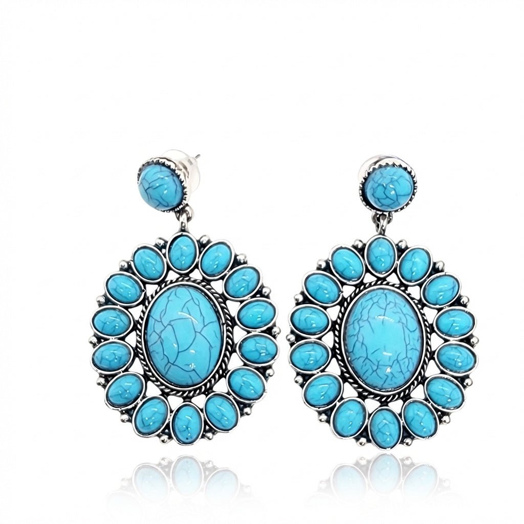 Oval Turquoise Drop Earrings