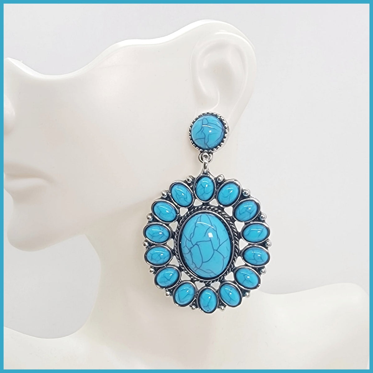Oval Turquoise Drop Earrings