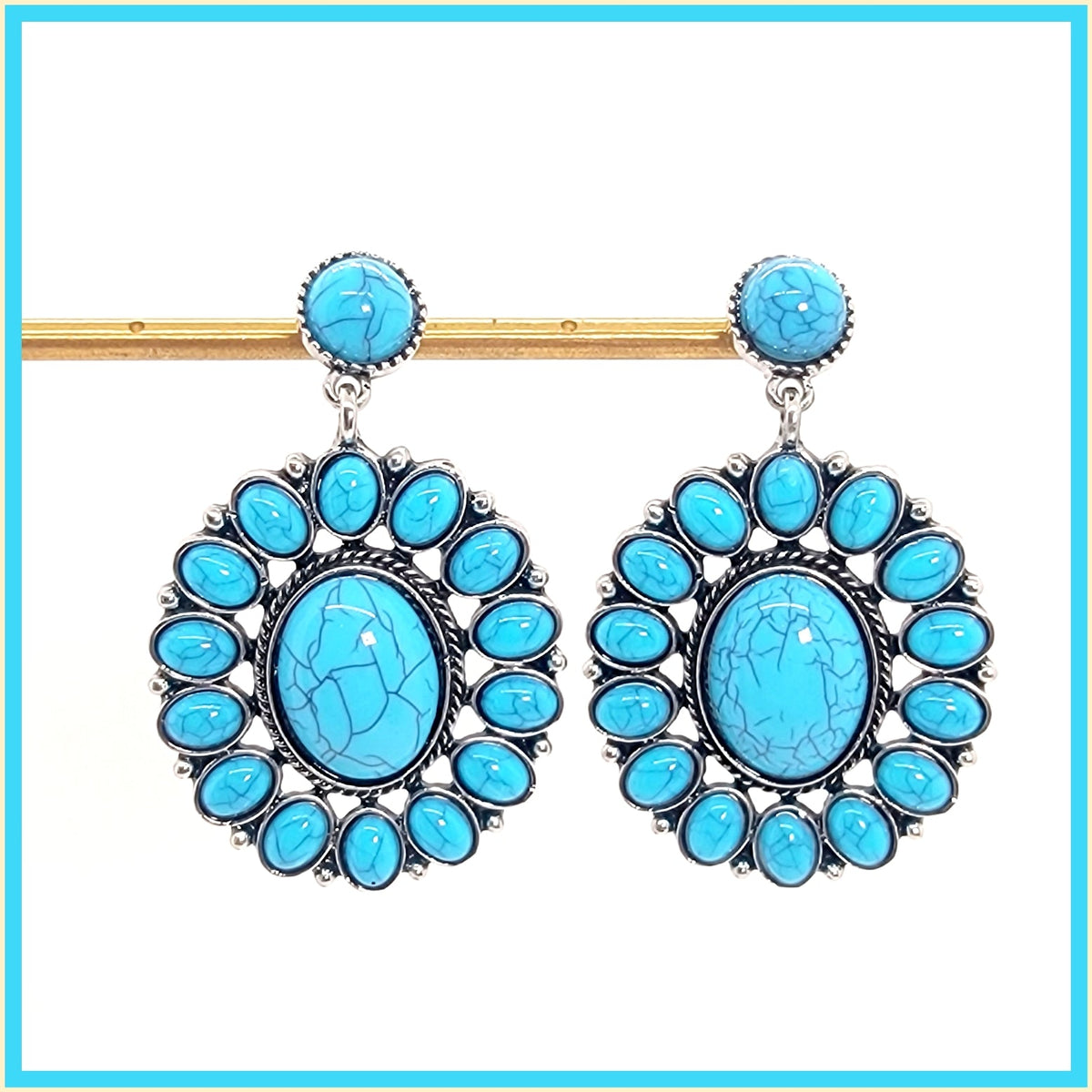 Oval Turquoise Drop Earrings