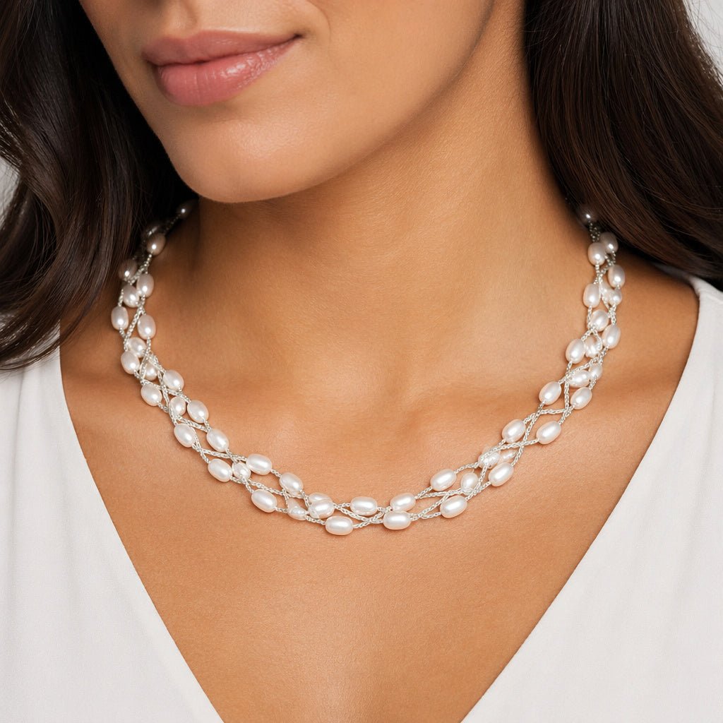 Woven Freshwater Pearl Necklace
