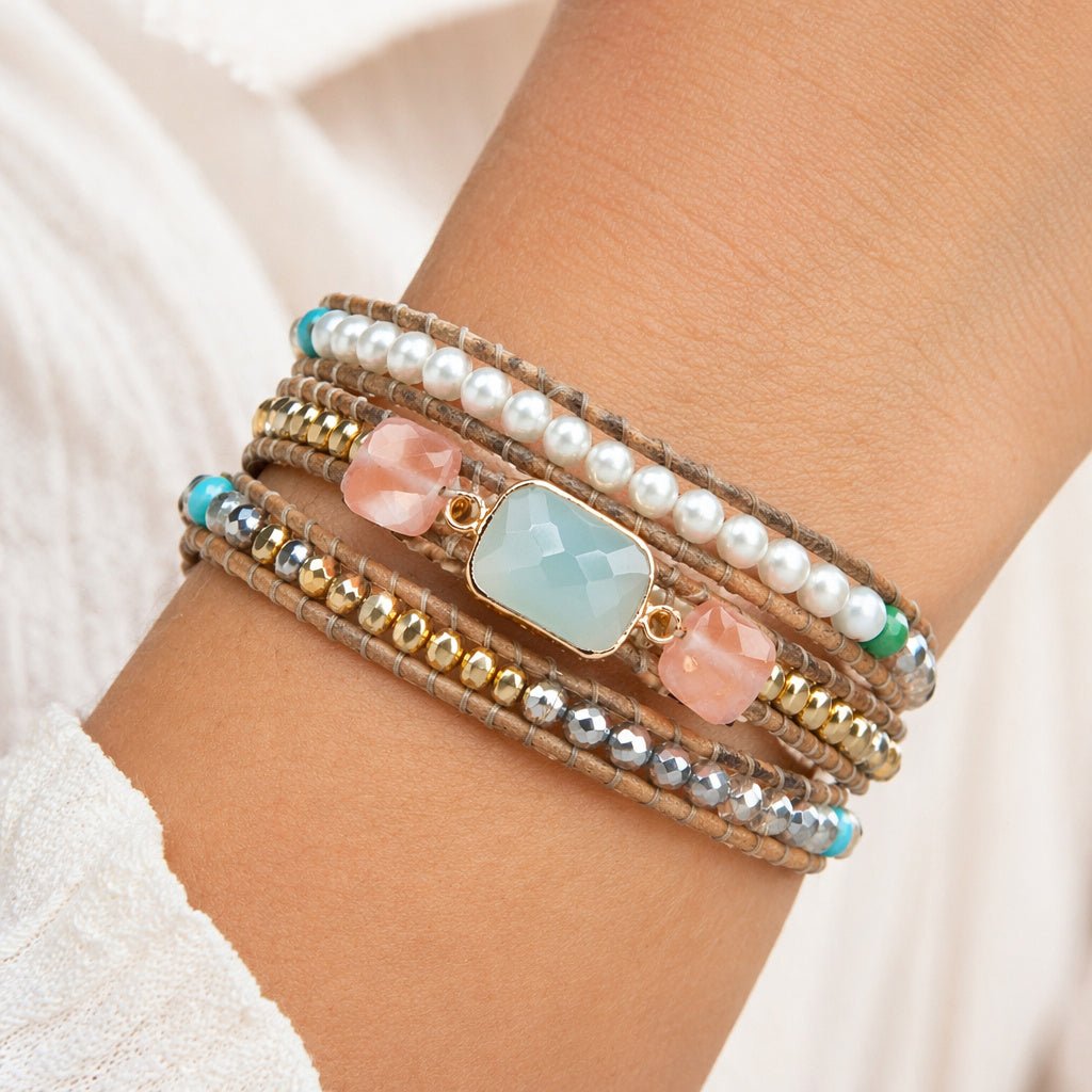 Wrap Bracelet with Gemstone Beads