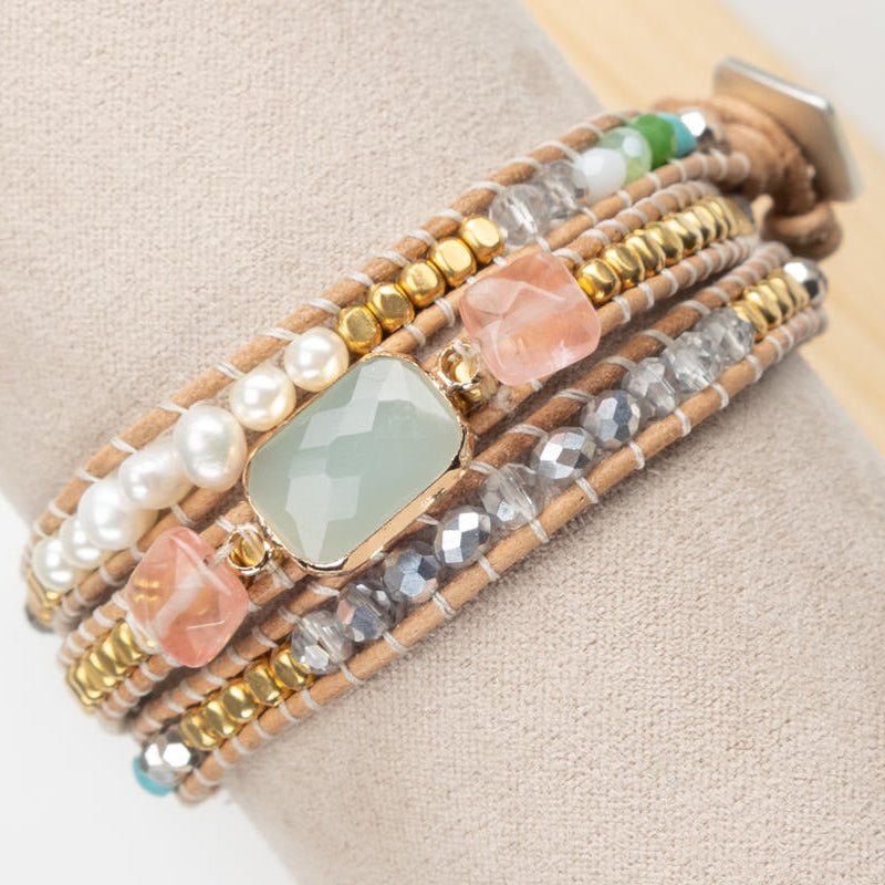 Wrap Bracelet with Gemstone Beads