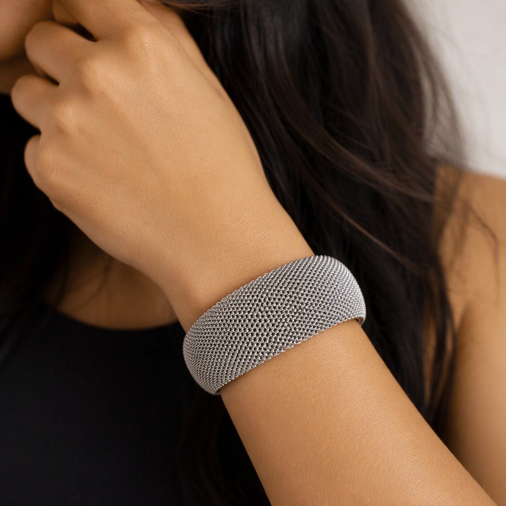 Wide Domed Mesh Bangle