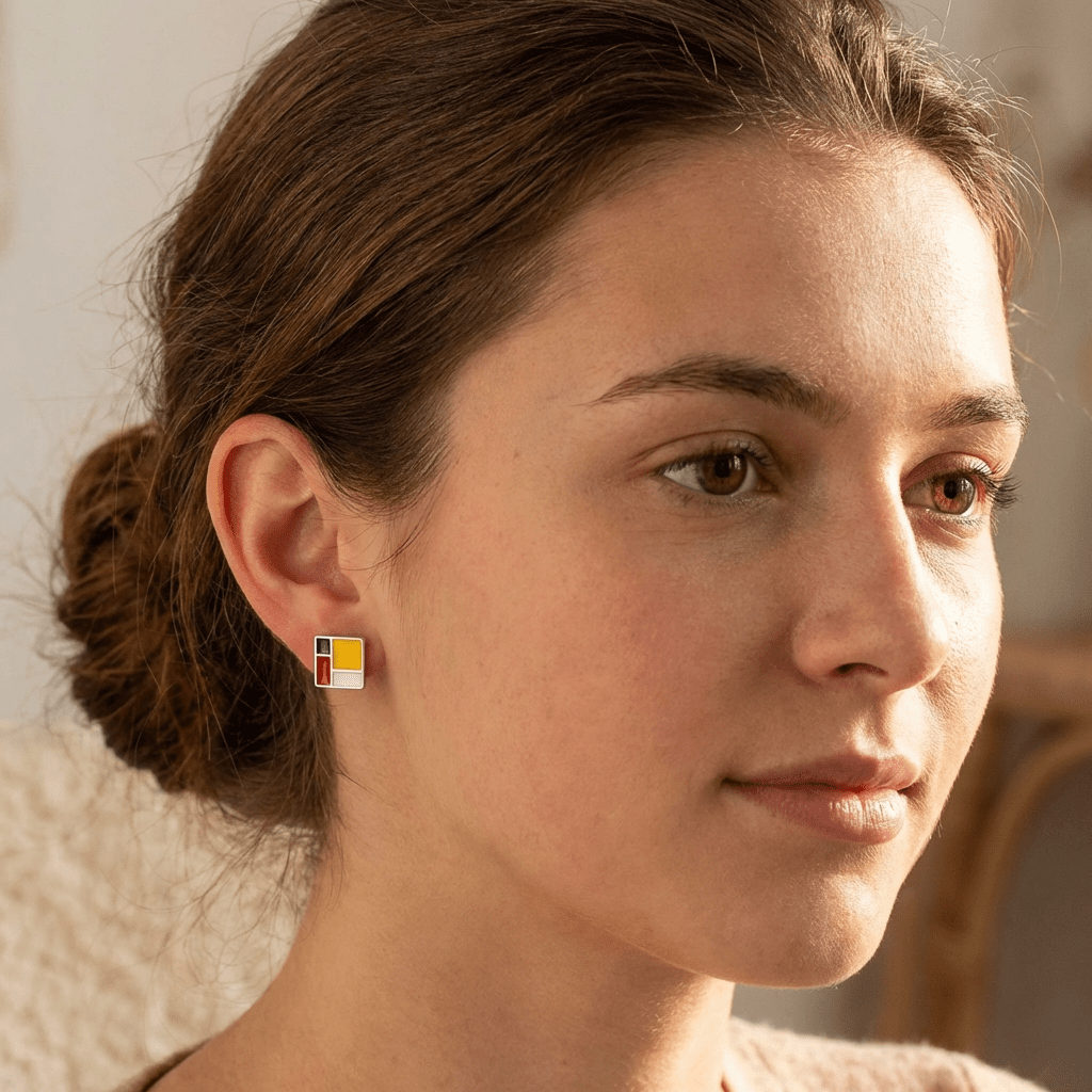 Mondrian Stud Art Earrings