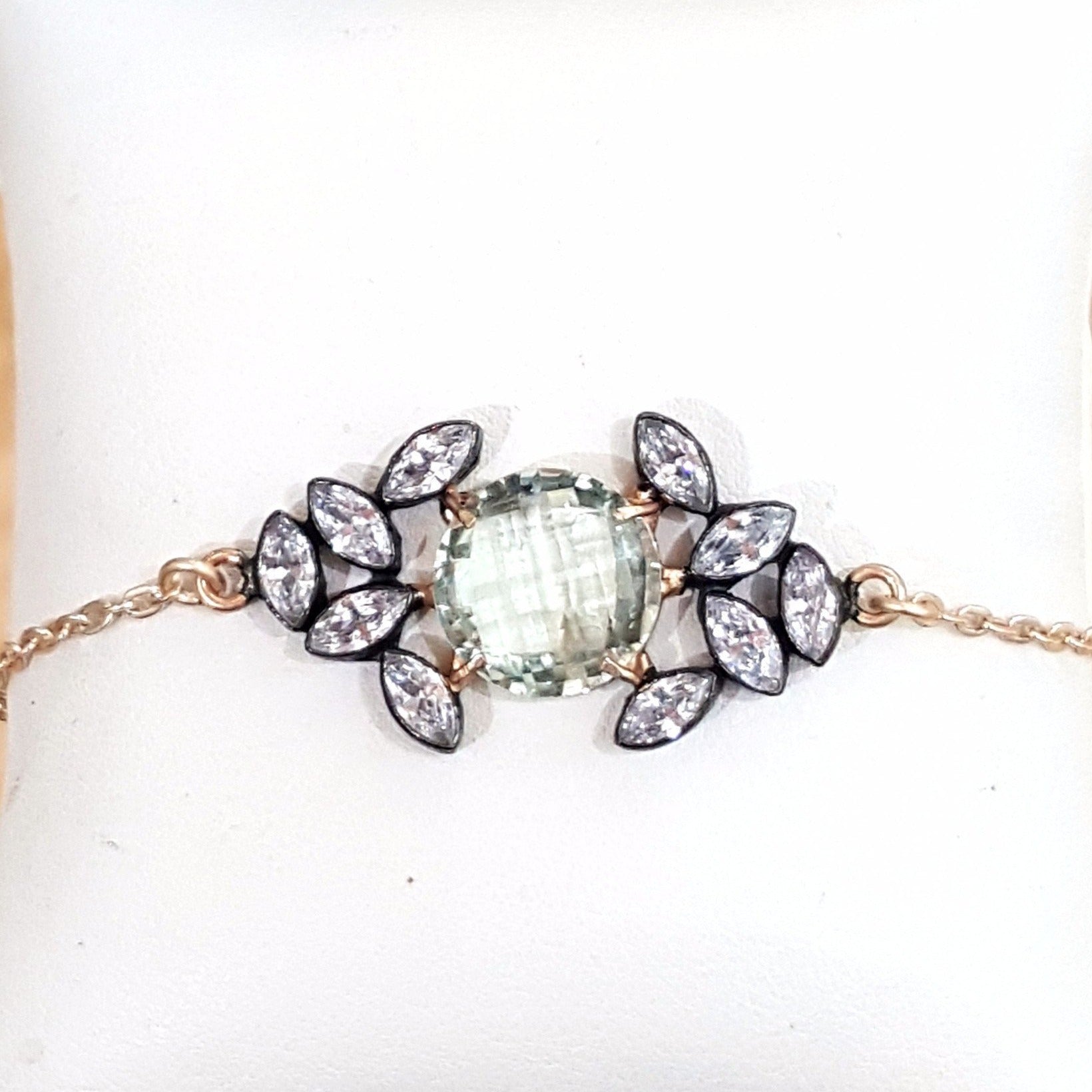 Green Amethyst and Zirconia Bracelet
