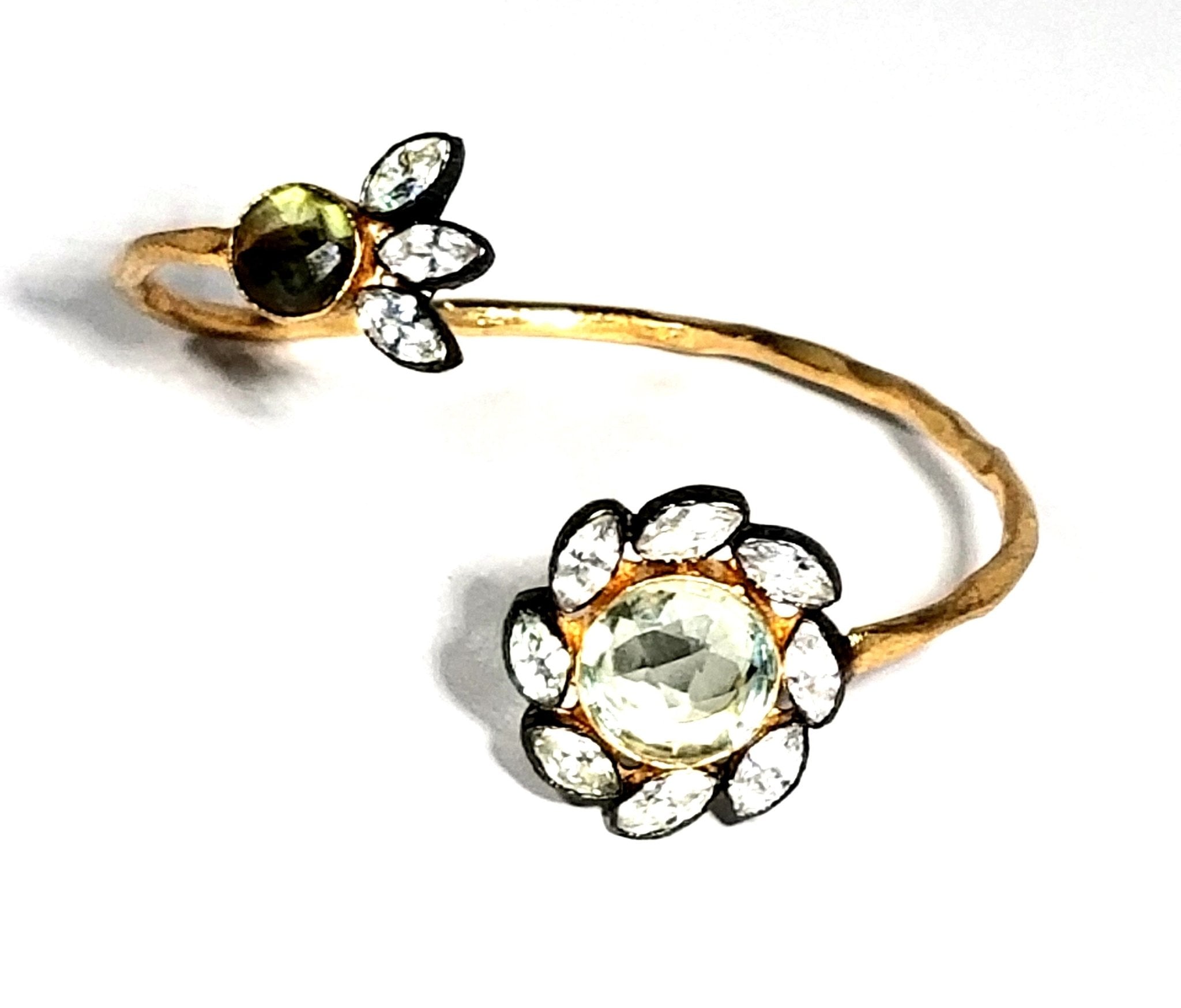 Atelier Mon Green Amethyst, Labradorite and Zirconia Open Bangle