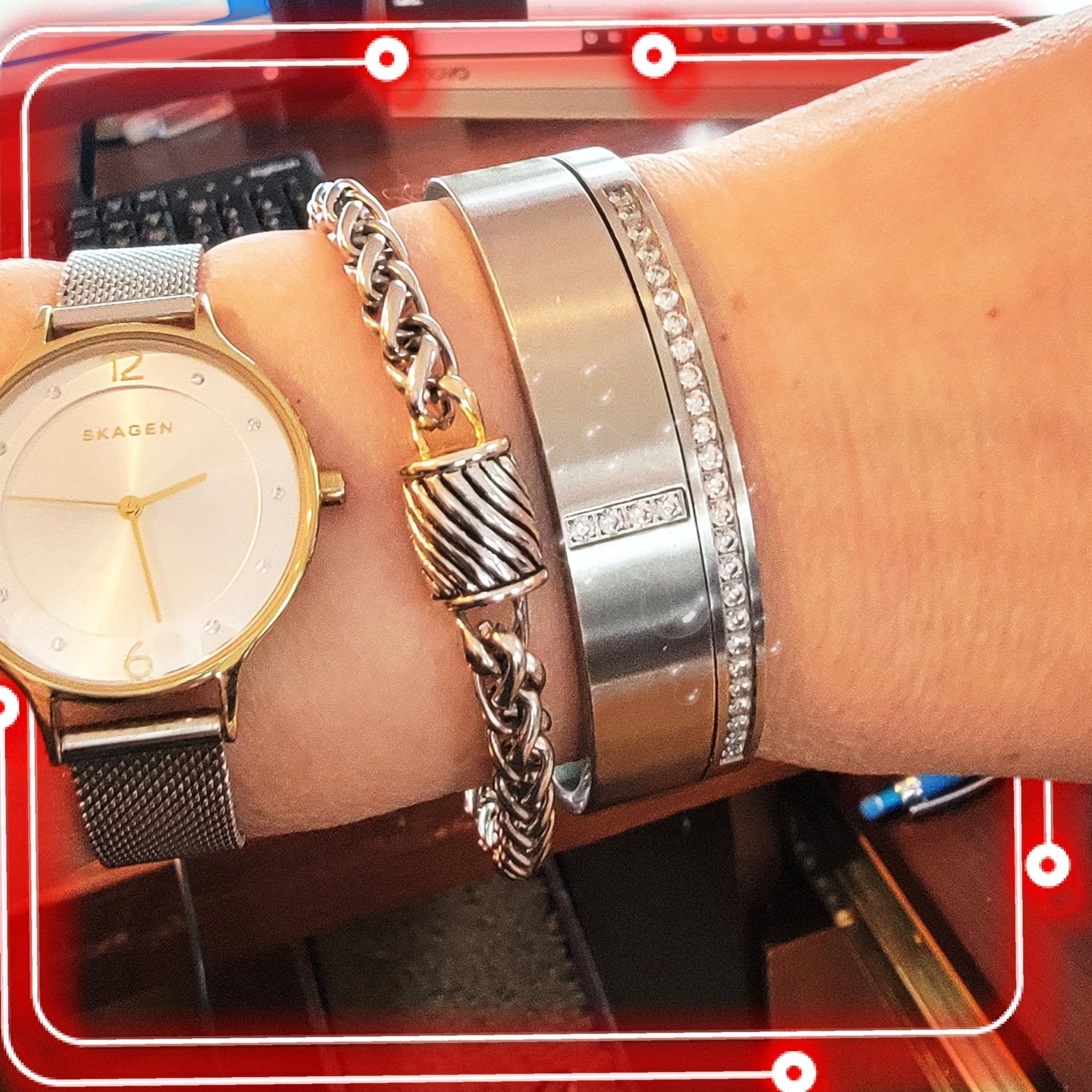 B. Tiff 4-Stone Pavé Bangle Bracelet