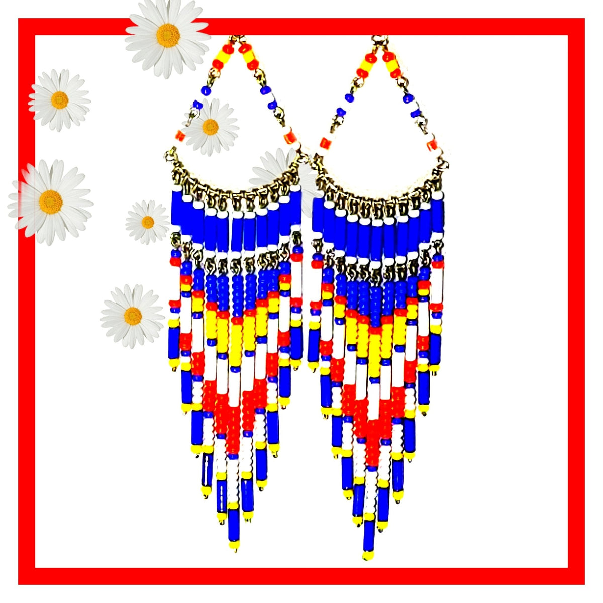 Colorful Beaded Chandelier Earrings