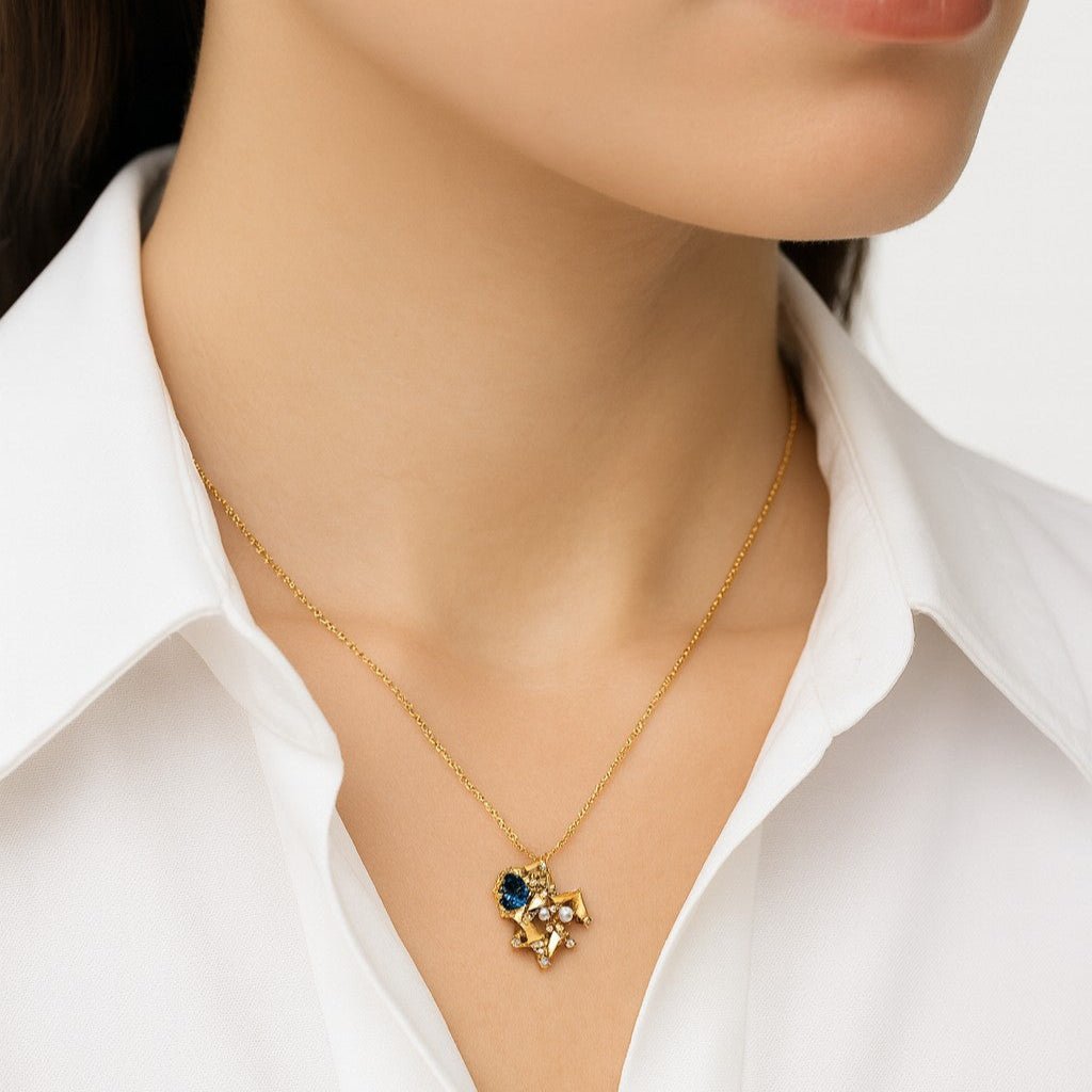 Jewish Star Crystal Jumble Necklace