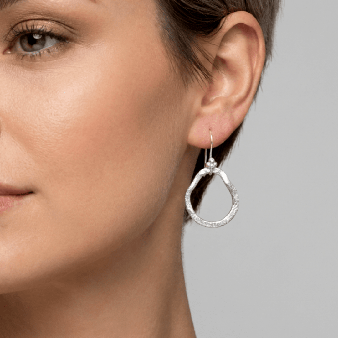 Brushed Sterling Silver Irregular Drop Earrings